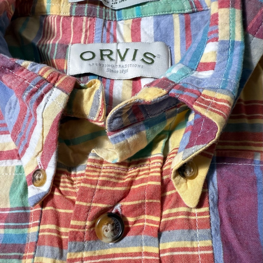 Orvis Plaid Madras Patchwork Button Down Shirt Me… - image 6
